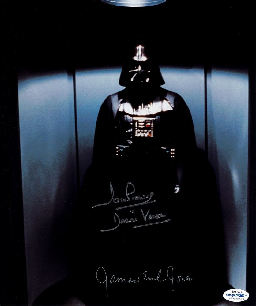 Darth Vader &mdash; signed 11&times;14 photo, signed by both Dave Prowse (inscribed "Darth Vader") and James Earl Jones &mdash; ACOA authenticated